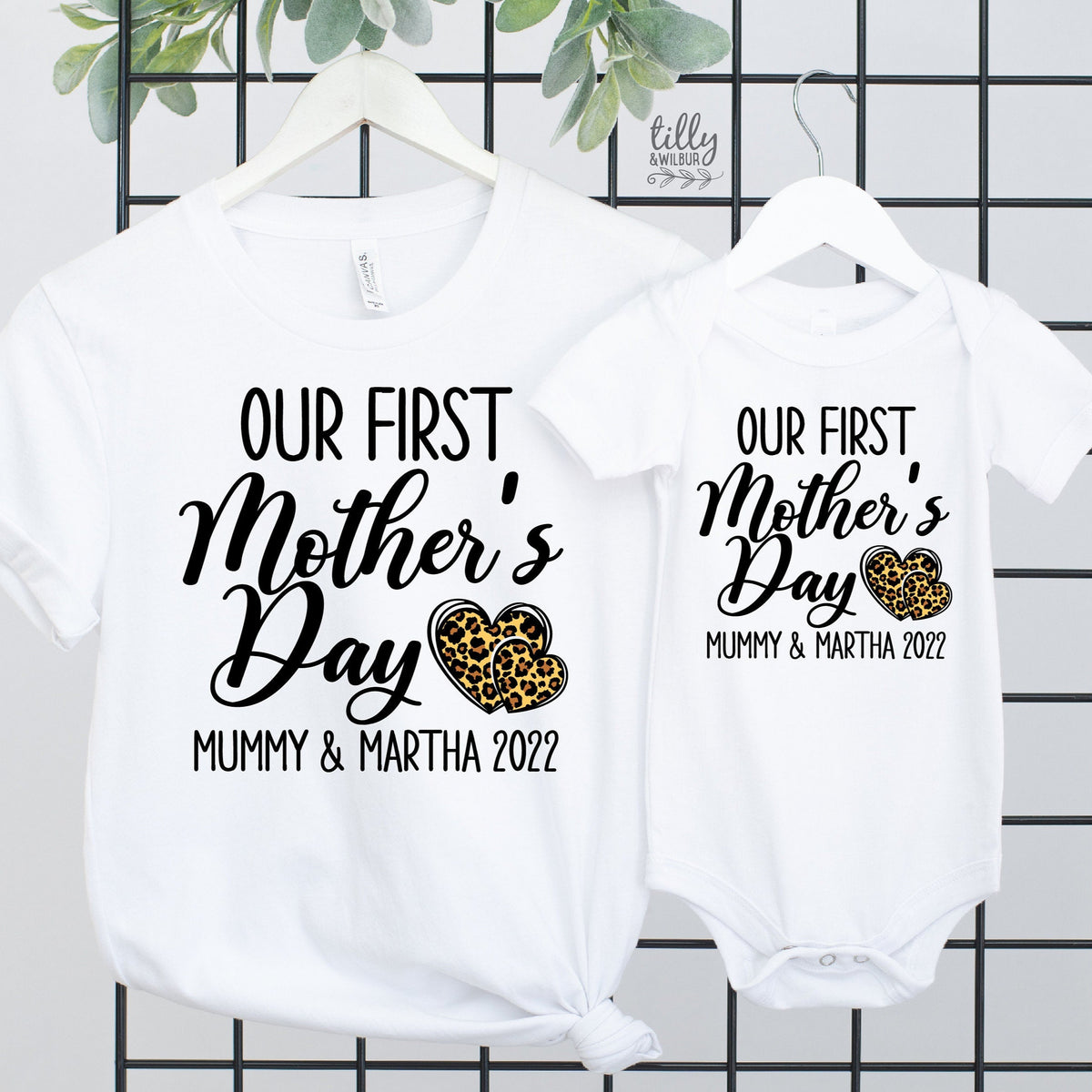 Personalised Our First Mother's Day Matching T-Shirt & Bodysuit