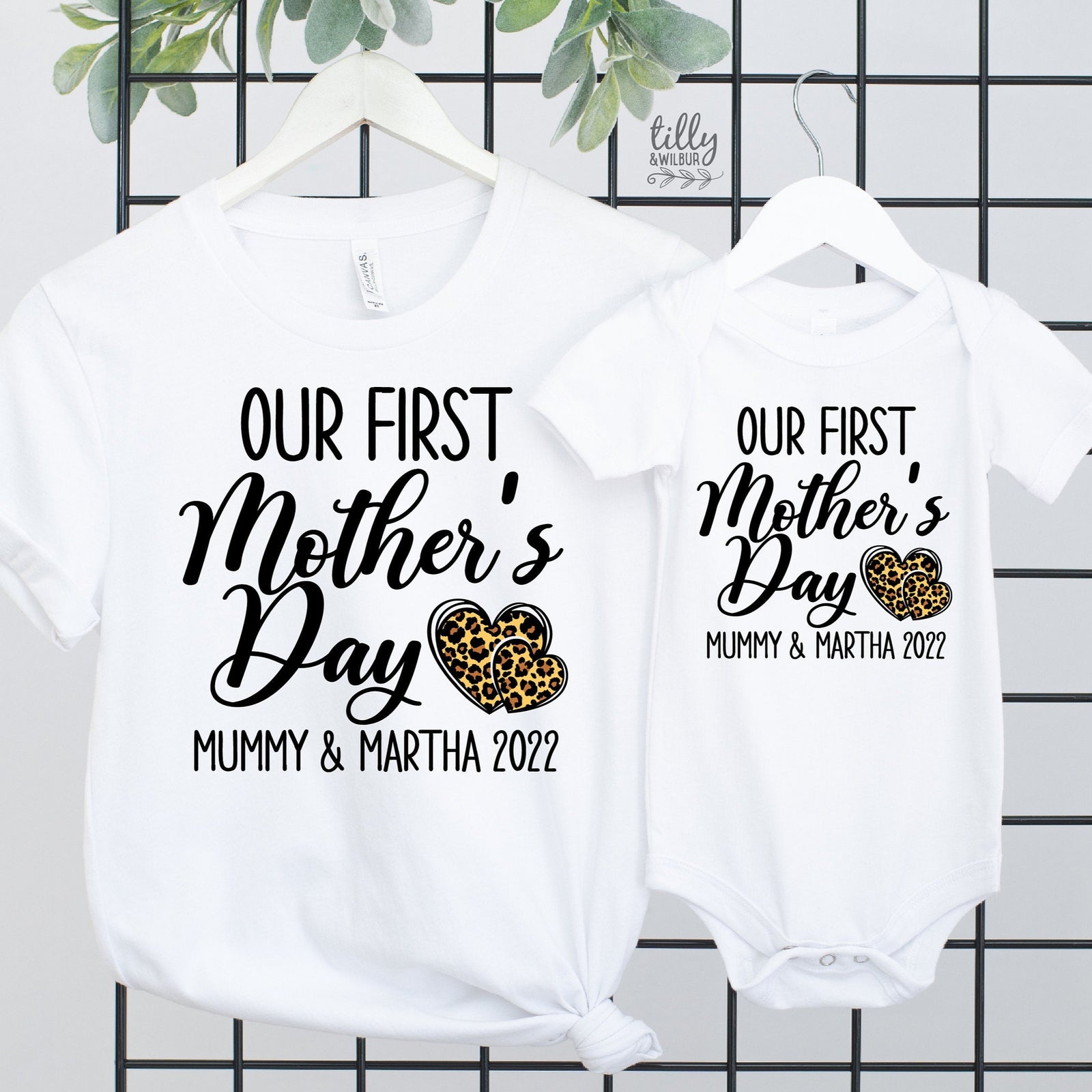 Personalised Our First Mother's Day Matching T-Shirt & Bodysuit
