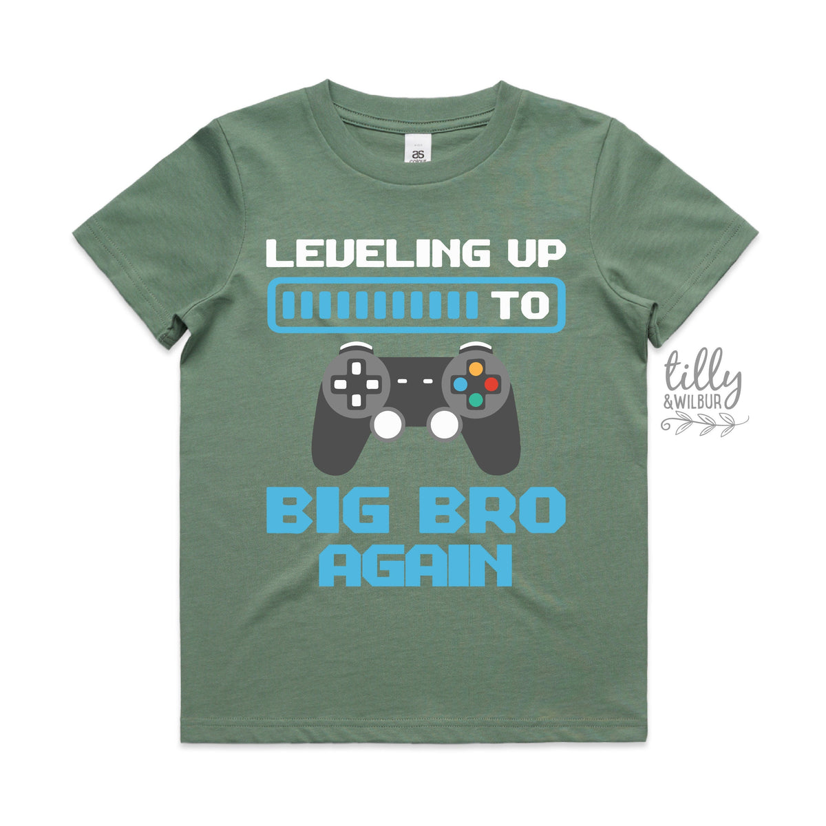 Leveling Up To Big Bro Again gamer big brother announcement t-shirt by Tilly&Wilbur