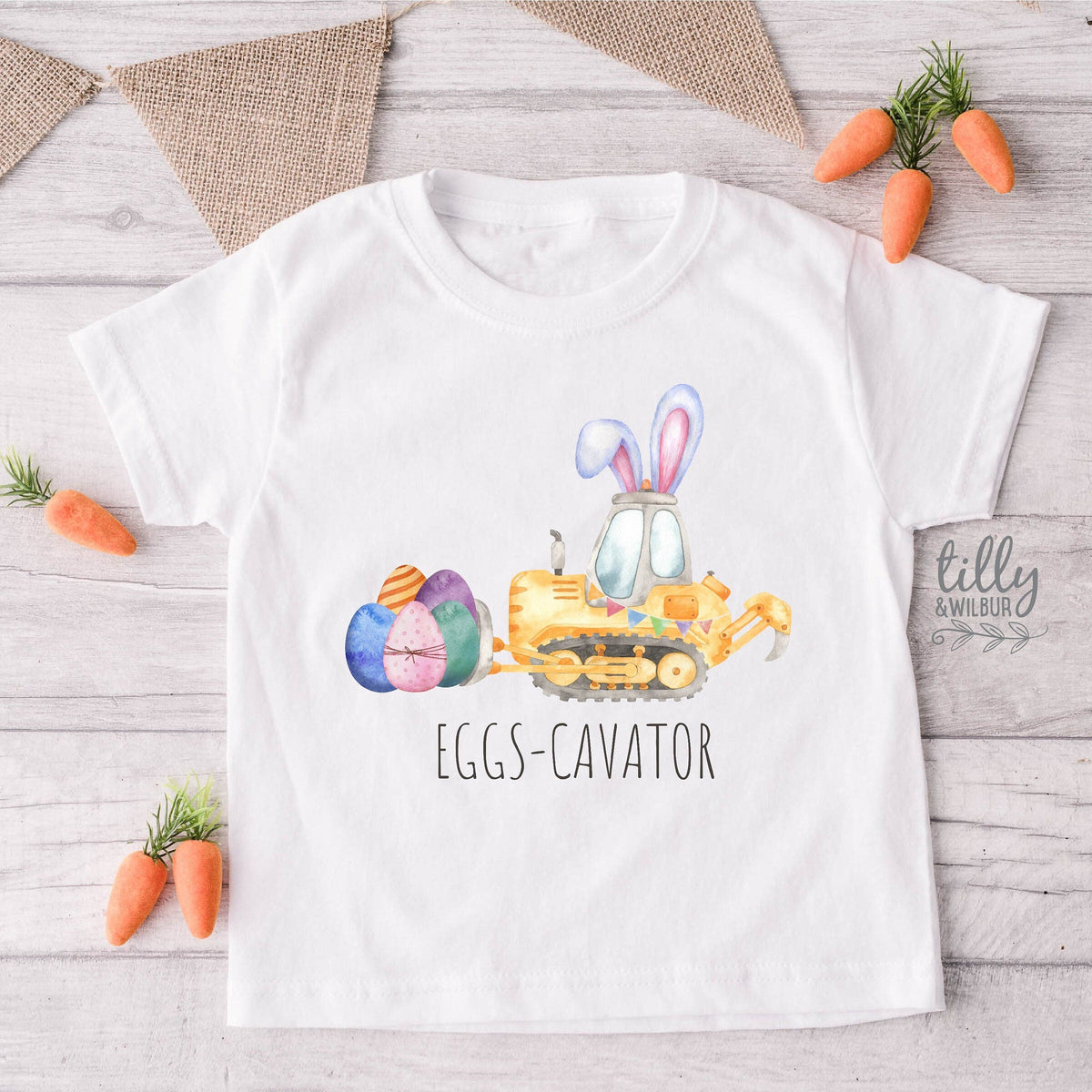 Eggs-Cavator Easter Shirt | Construction Easter Shirt | Bunny Construction Shirt | Kids Easter Egg Hunt Shirt