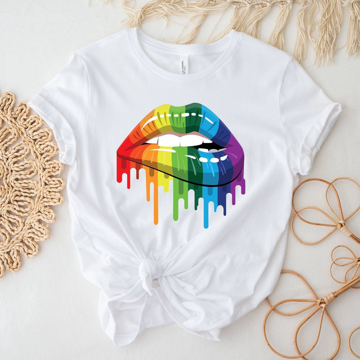 Rainbow Drip Lips Graphic Tee | Pride Sweatshirt &amp; Hoodie | DTF Printed Australia