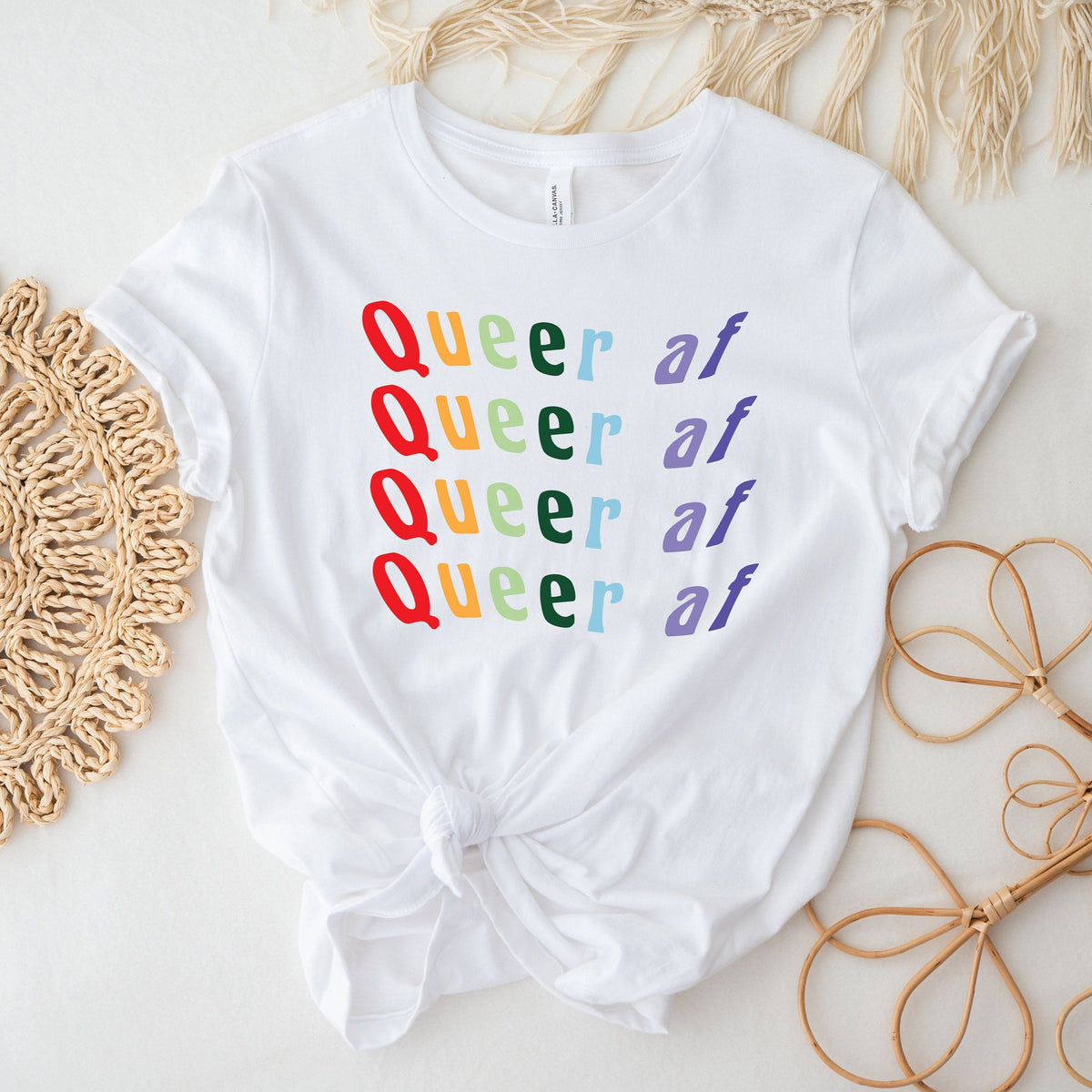 Queer AF Rainbow Graphic Tee | Pride Sweatshirt &amp; Hoodie | DTF Printed