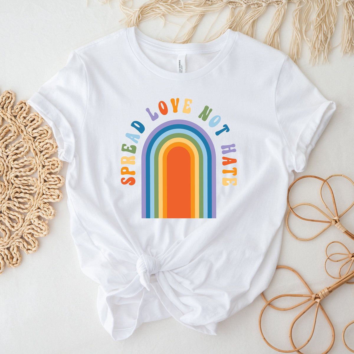 Spread Love Not Hate Rainbow Graphic Tee | Pride Sweatshirt & Hoodie | DTF Printed Australia