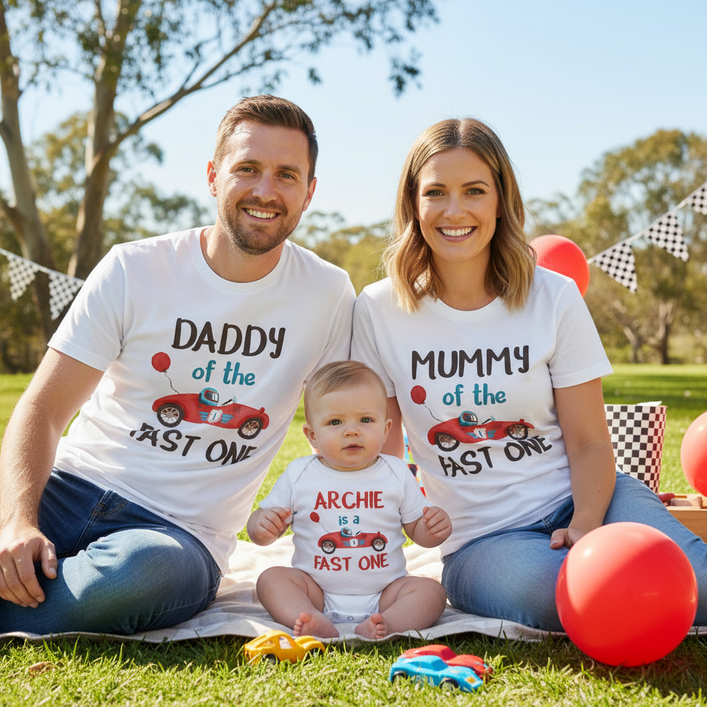 Personalised Fast One Family Matching T-Shirts – 1st Birthday