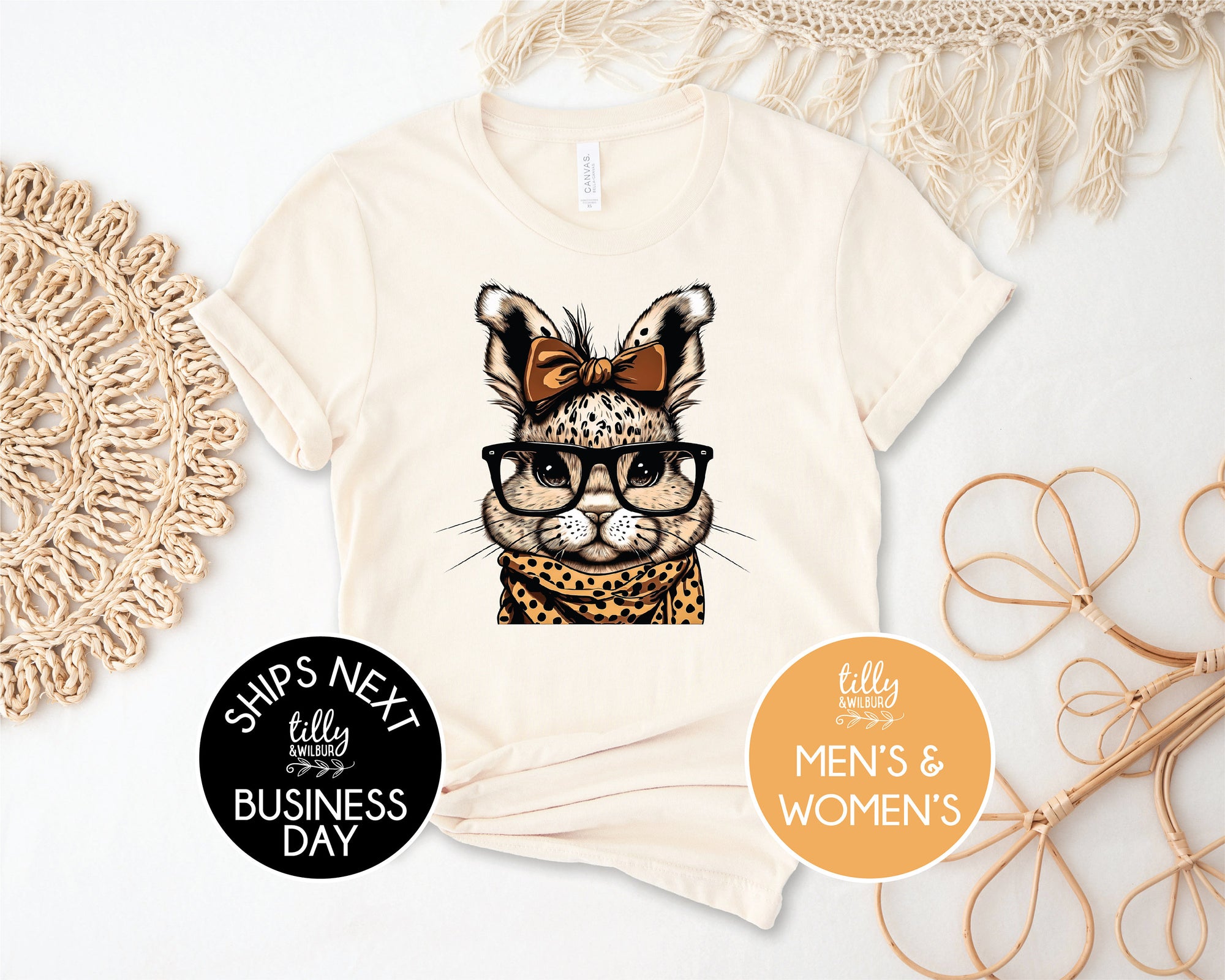 Bunny T-Shirt, Easter T-Shirt, Leopard Print Bunny Rabbit Print, Easter Bunny Shirt, Easter Egg Hunt, Easter Gift, Easter T-Shirt Gift