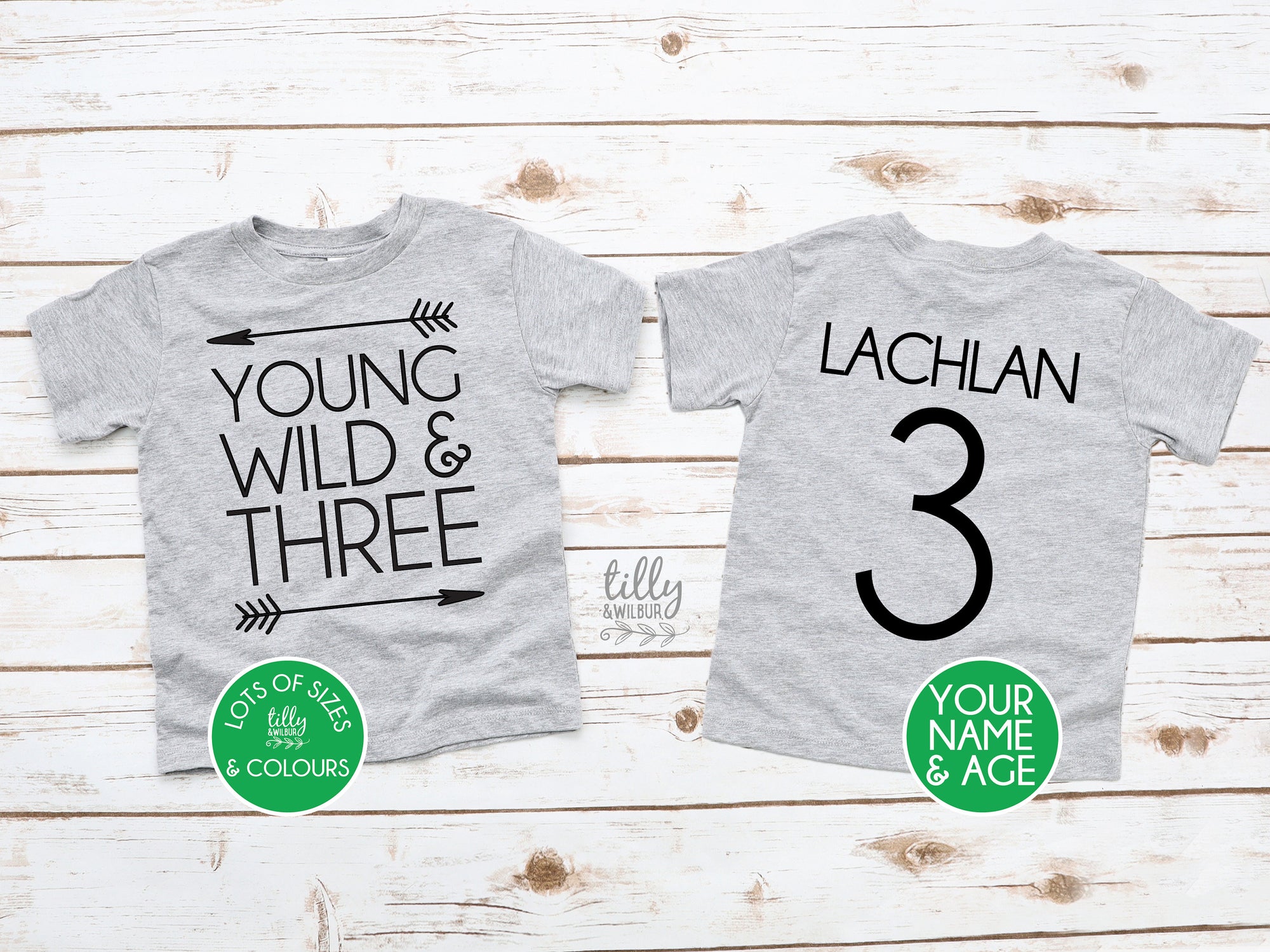 Young Wild And Three T-Shirt, Personalised Third Birthday T-Shirt, Custom 3rd Birthday Gift, Third Birthday Gift, 3rd Birthday T-Shirt