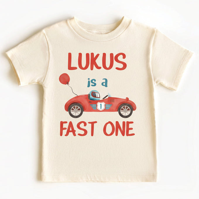 Fast One Birthday Shirt | Race Car First Birthday Shirt Personalised | Boy 1st Birthday Outfit Australia | Custom Name Toddler Birthday Tee