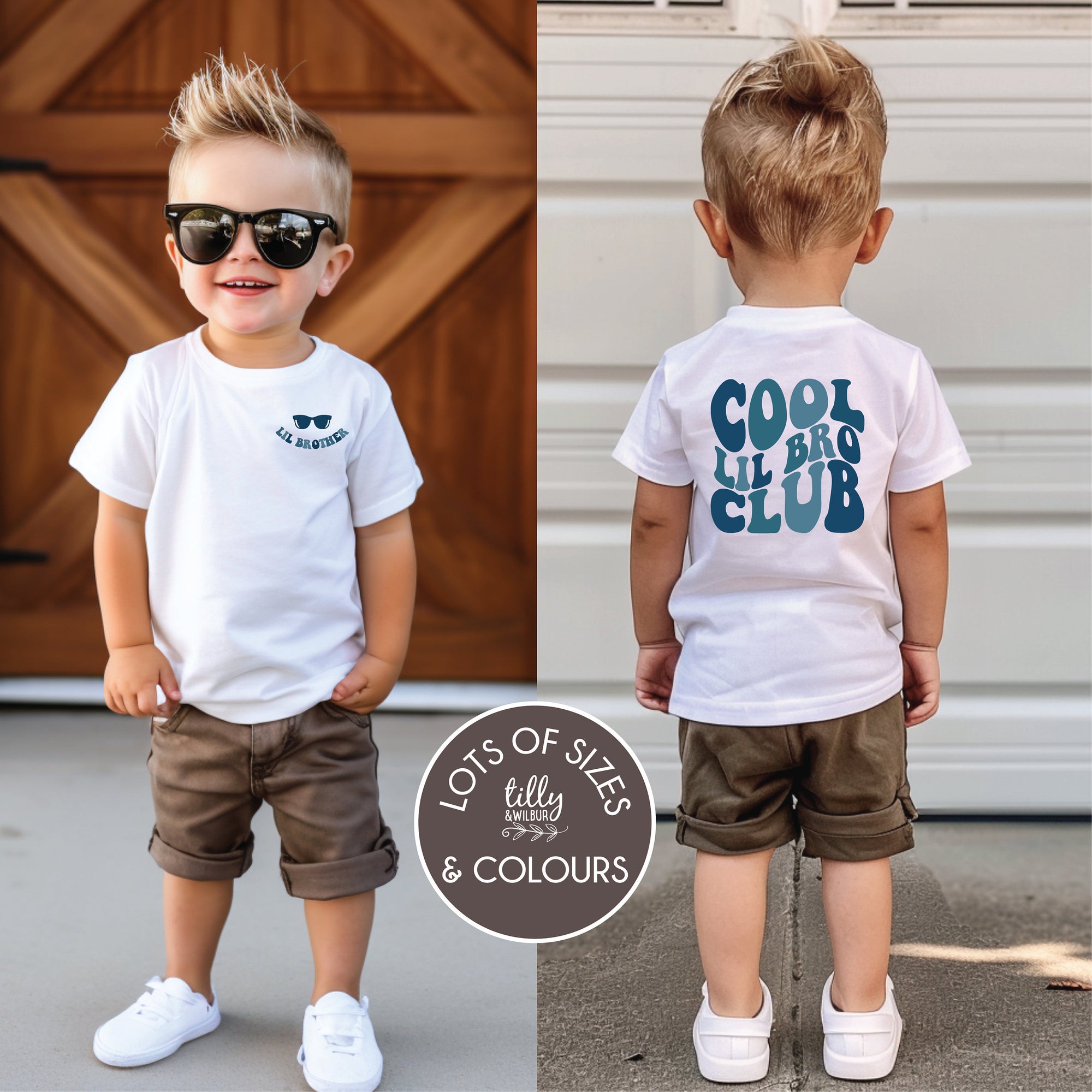 Cool Lil Bro Club T-Shirt, Big Brother T-Shirt, Front And Back, Matching Big Bro Lil Bro, Big Brother Little Brother, Pregnancy Announcement