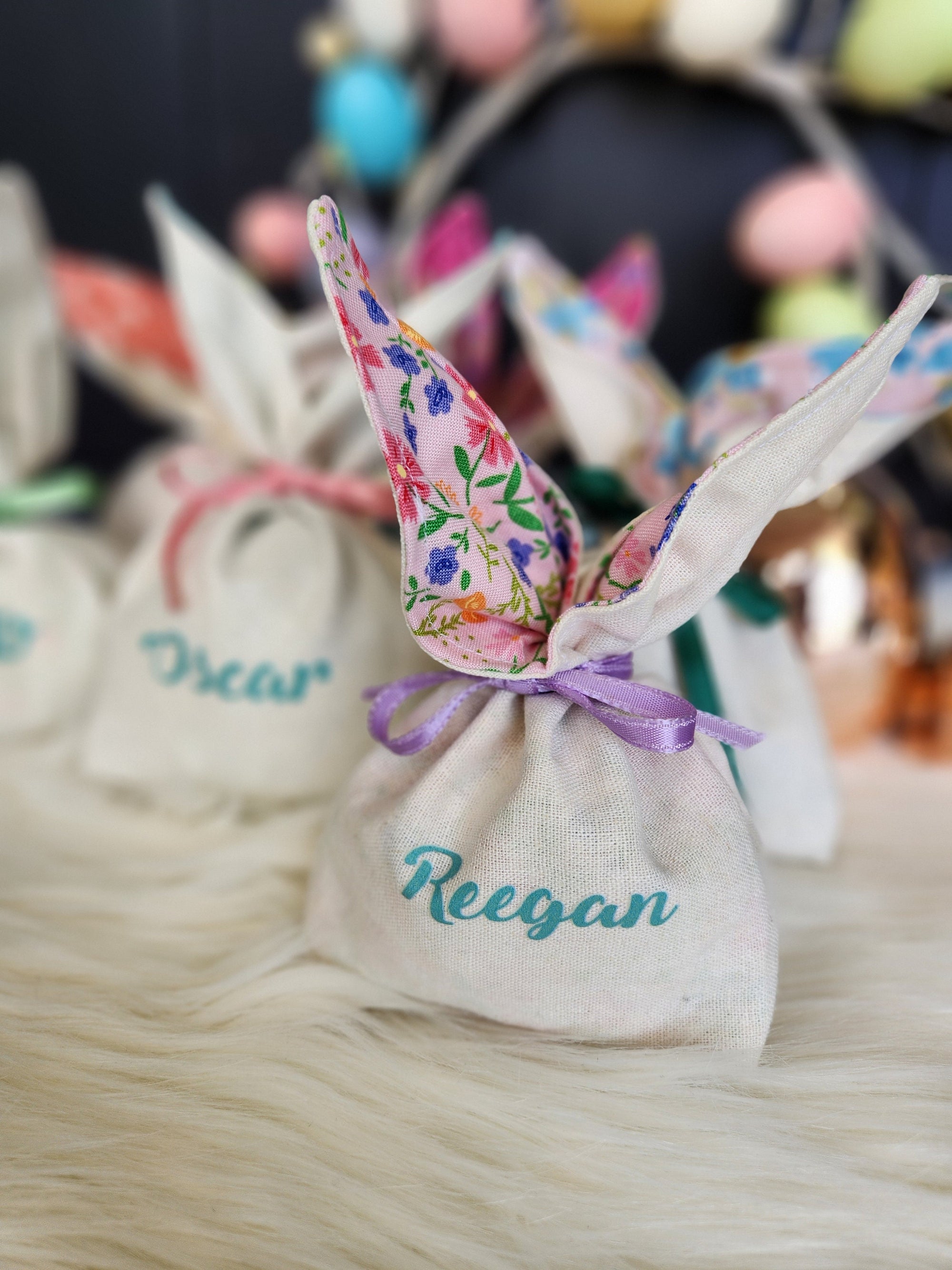 Personalised Easter Egg Hunt Bag, Easter Sack, Linen Cotton Bags, Reversible Bags, Easter Gift, Easter Gift Bag, Easter Keepsake