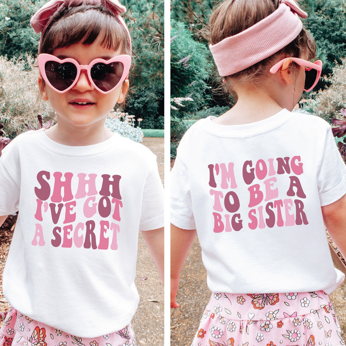 Big Sister T-Shirt, I&#39;ve Got A Secret, I&#39;m Going To Be A Big Sister T-Shirt, Front And Back Design, Pregnancy Announcement, Big Sis T-Shirt