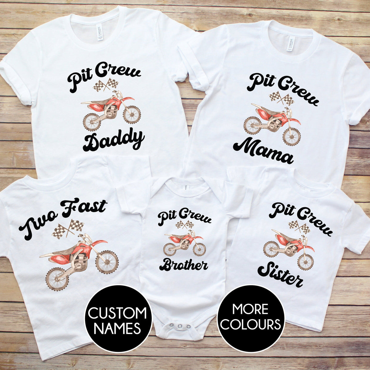 Two Fast 2nd Birthday Dirt Bike Shirt – Matching Pit Crew Family Tees