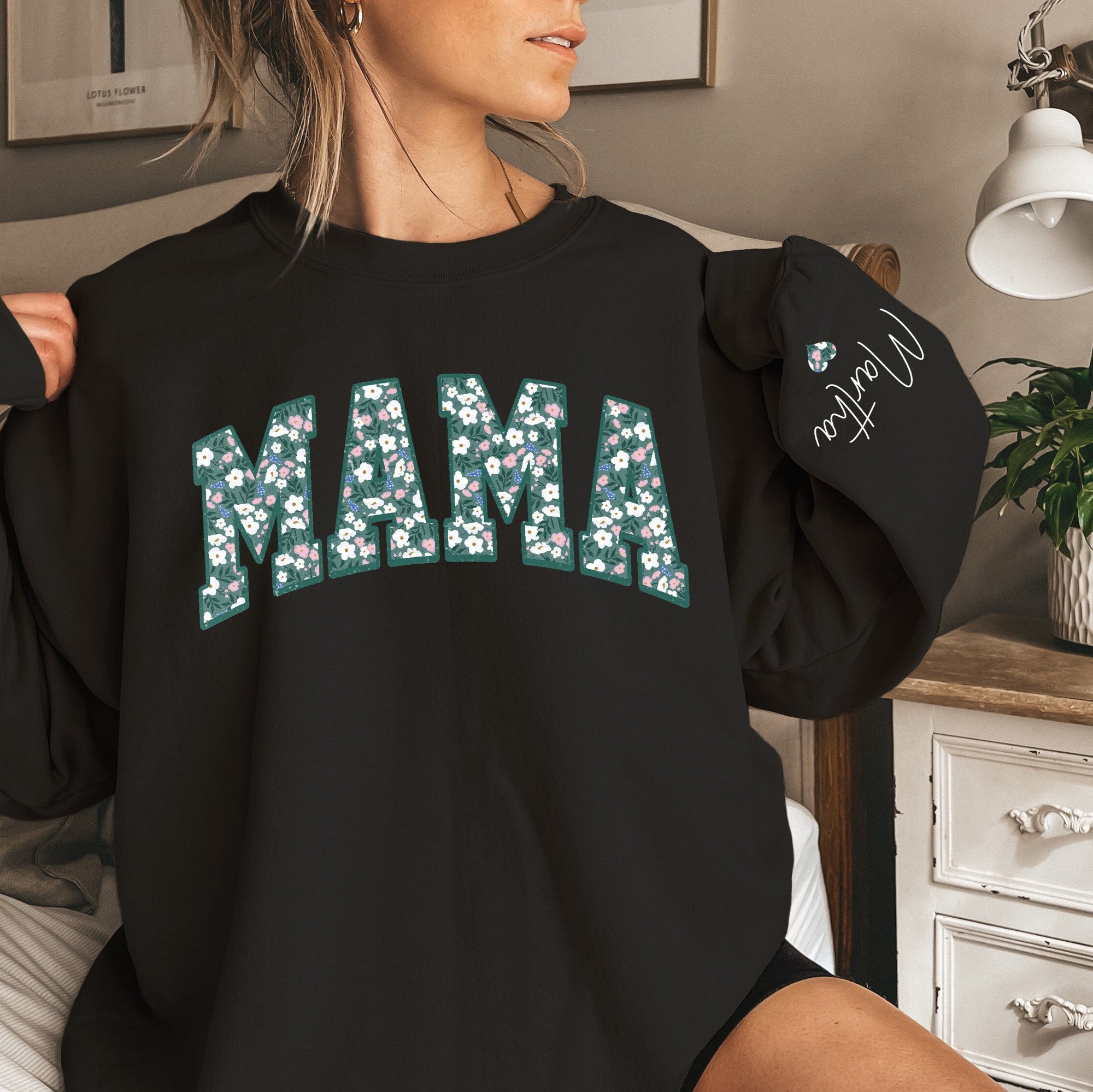 Mama Sweatshirt With Est Date And Name On Sleeve, Mama Est Sweatshirt, Mothers Day Gift, Personalised Mum Gift, Mum Life Jumper, New Mum