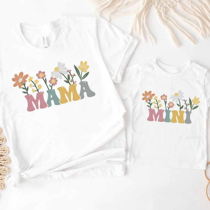 Mama & Mini Floral Matching Shirts | Mum & Daughter Outfit | Cute Flower T-Shirts Hoodies Sweatshirts