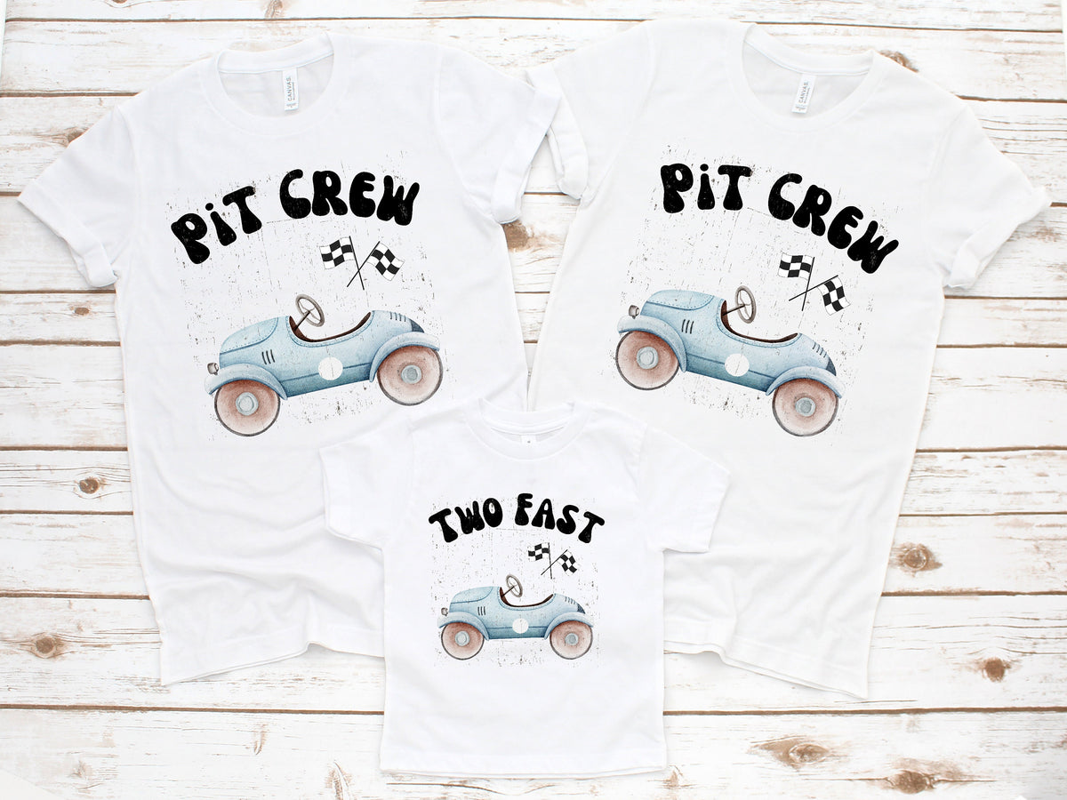 Matching Two Fast 2nd Birthday Set, Two Fast and Pit Crew Set, Birthday Gift, Second Birthday T-Shirt, 2 Birthday, Matching Family Set