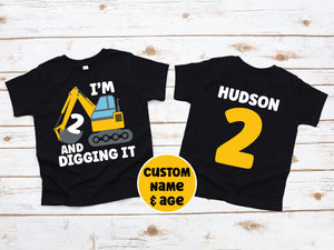 Digging It T-Shirt, Digging It Birthday T-Shirt, Custom Name And Age, Construction Theme Birthday Party, Construction Birthday, Dig It