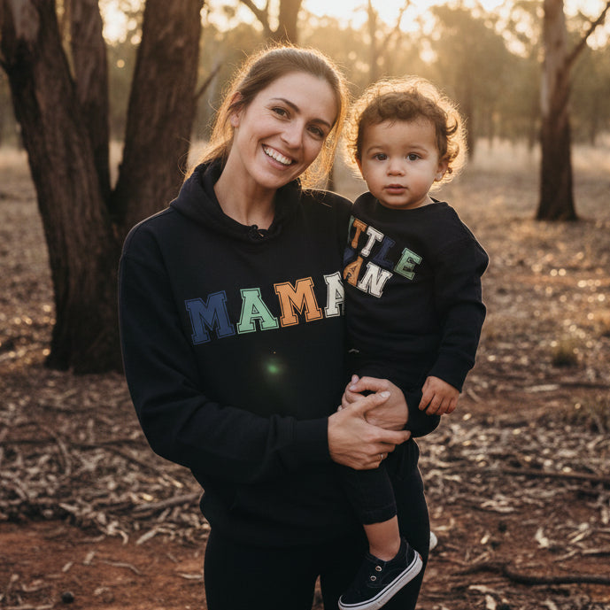 Mama & Little Man Matching Shirts | Family Matching Outfit | Mum & Son Hoodie Sweatshirt T-Shirt Set