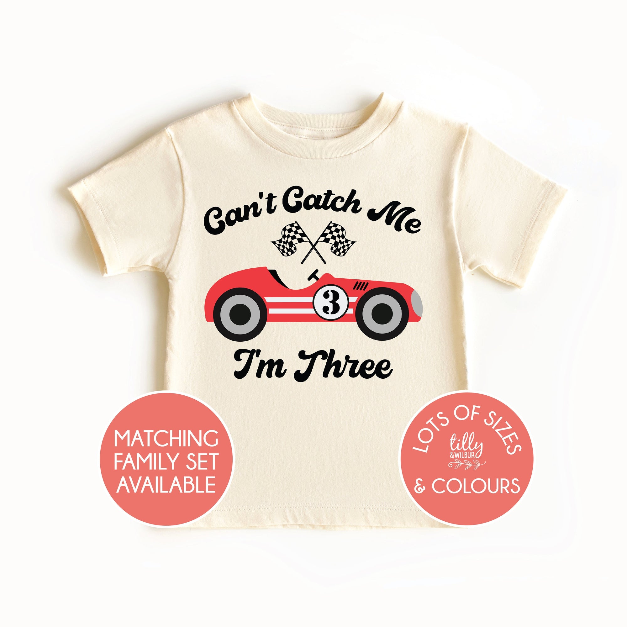 Can't Catch Me I'm Three T-Shirt, Three Birthday T-Shirt, 3rd Birthday T-Shirt, Third Birthday, Three Birthday Gift, 3 Birthday T-Shirt