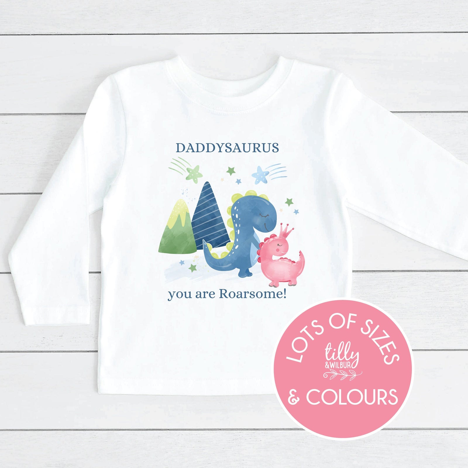 Daddysaurus You Are Roarsome! Long Sleeve T-Shirt or Bodysuit, Daddysaurus Long Sleeve T-Shirt or Bodysuit, Dinosaur Father's Day T-Shirt