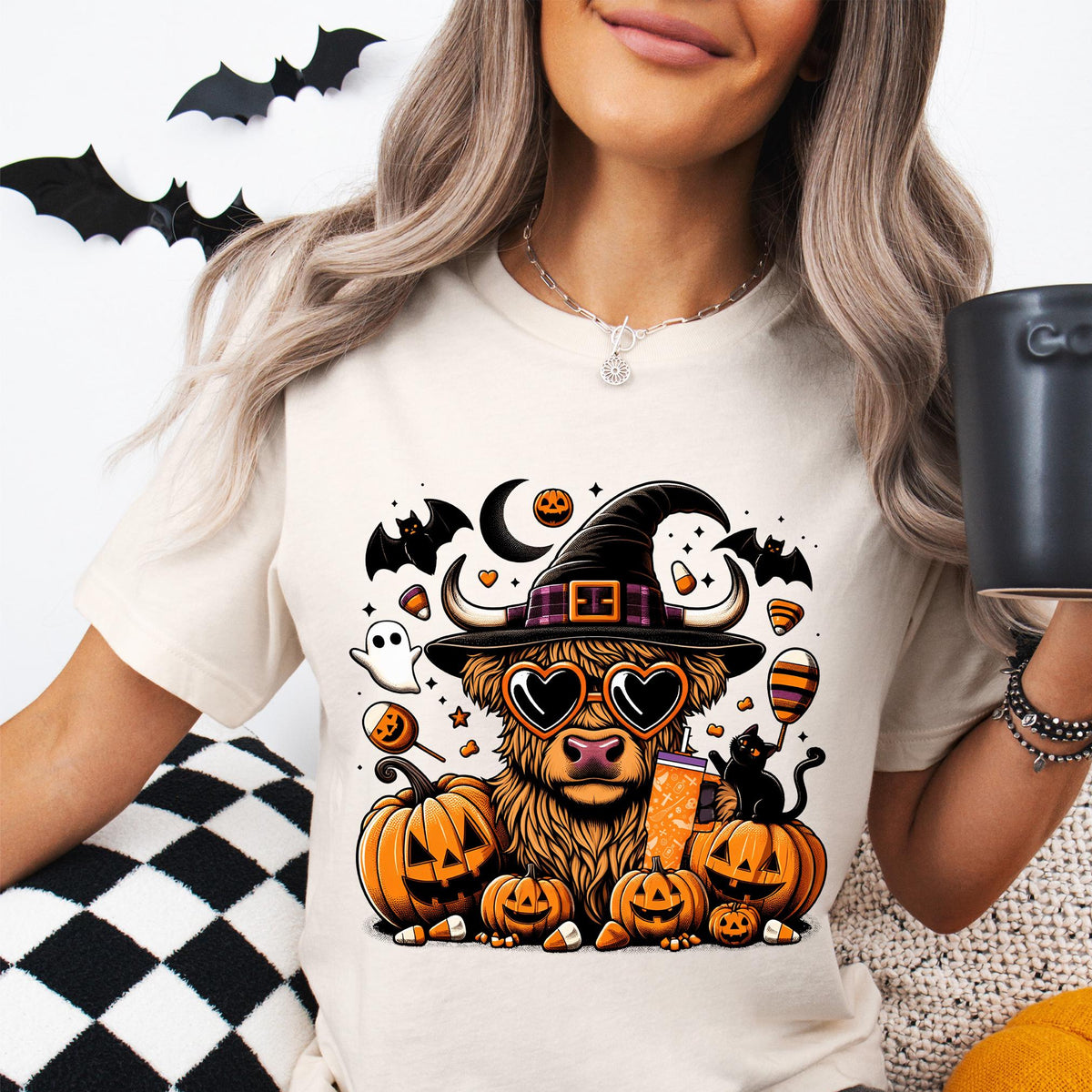 Halloween T-Shirt, Highland Cow T-Shirt, Cow Halloween Costume, Funny Halloween Shirt, Trick Or Treat, Highland Cow T-Shirt
