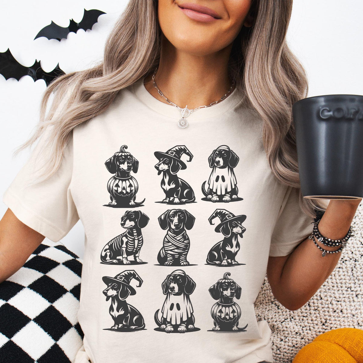 Dachshund T-Shirt, Halloween T-Shirt, Dachshund Halloween Costume, Funny Halloween Shirt, Trick Or Treat, Skeleton Dachshund T-Shirt