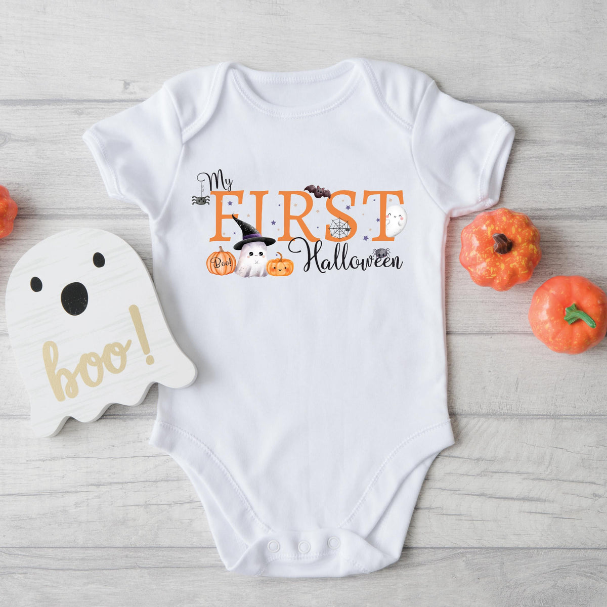 My First Halloween Baby Bodysuit, Baby Halloween Outfit, Pumpkin, Witches Hat, My 1st Halloween For Girls Or Boys, Halloween Shirt