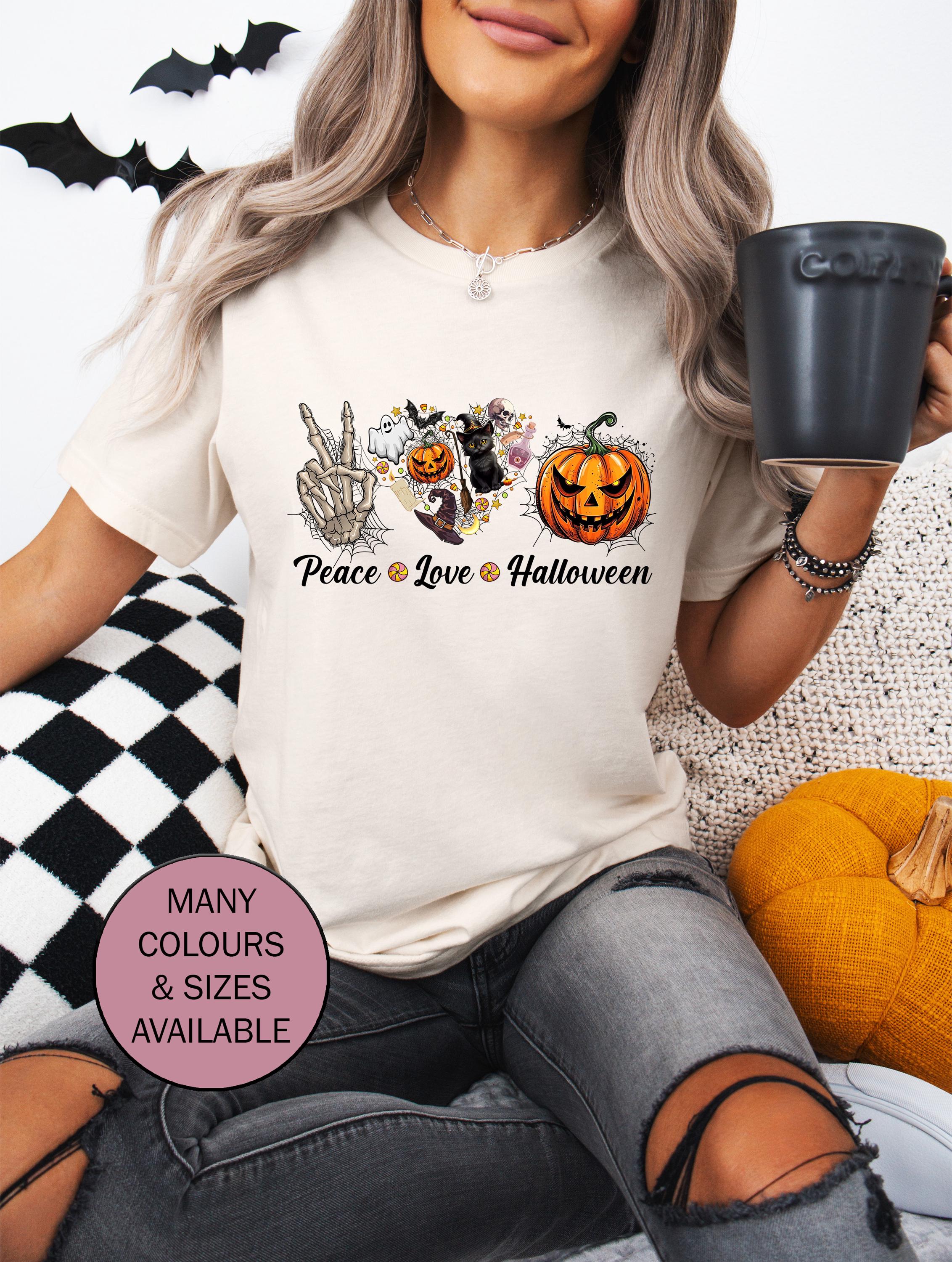 Peace Love Halloween T Shirt More colours to choose from Tilly Wilbur