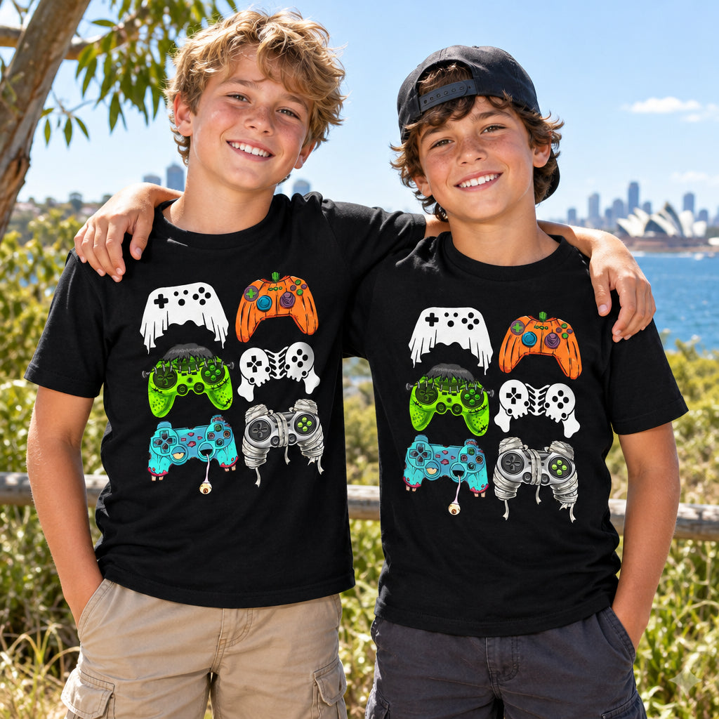 Spooky Controller T-shirt, Spooky Gamer T-shirt, Game T-shirt, Ghost T-shirt, Halloween T-shirt, Pumpkin T-shirt, Monster Controller T-Shirt