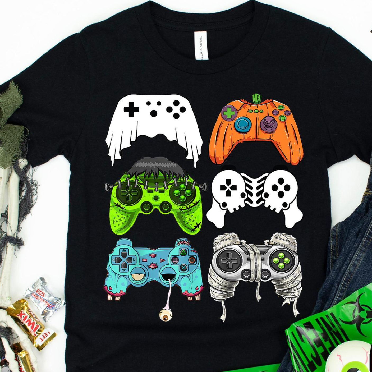 Spooky Controller T-shirt, Spooky Gamer T-shirt, Game T-shirt, Ghost T-shirt, Halloween T-shirt, Pumpkin T-shirt, Monster Controller T-Shirt