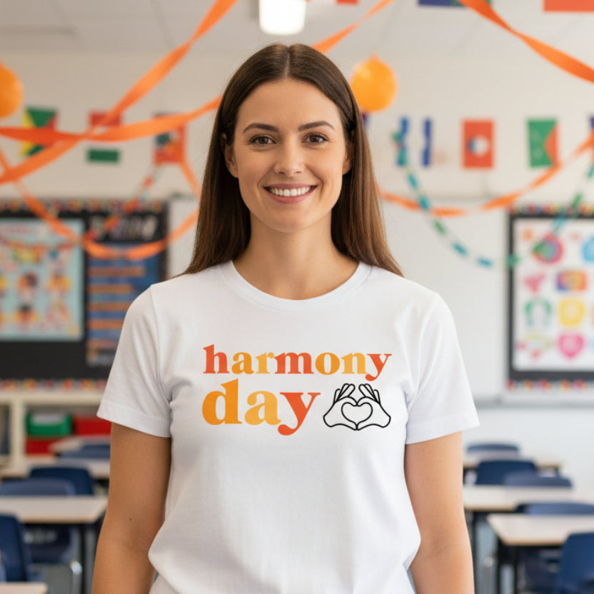 Harmony Day T-Shirt, Harmony Day - 21st March, Orange Harmony Day T-Shirt, Everyone Belongs, School T-Shirt, Babies, Kids, Womens And Mens