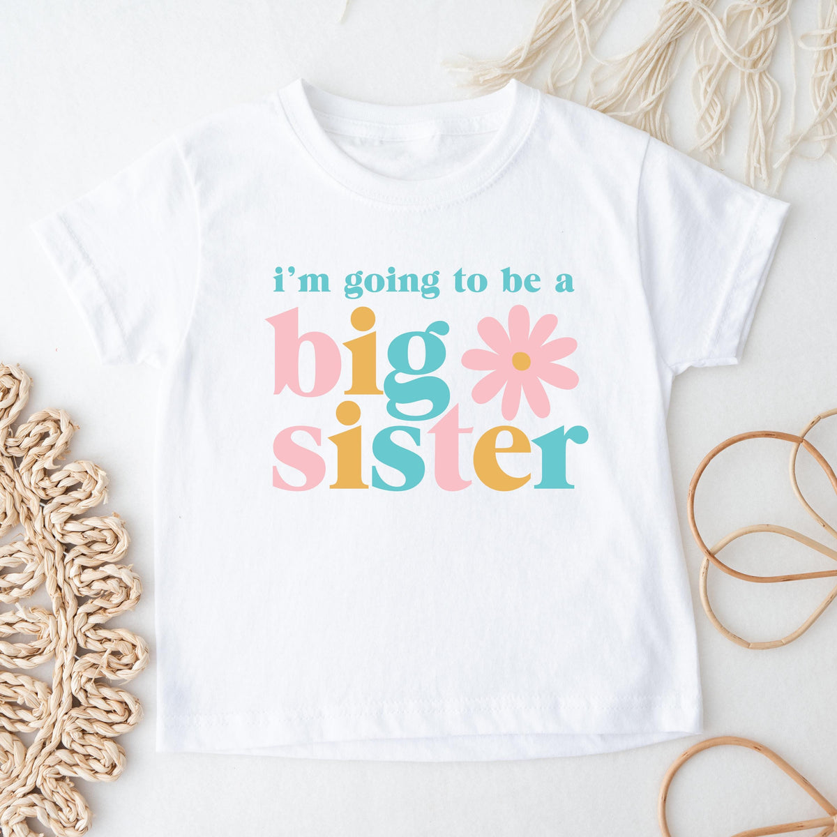 Big Sister T-Shirt With Flower – Pregnancy Announcement | I'm Going to Be a Big Sister Shirt | Big Sister Gift
