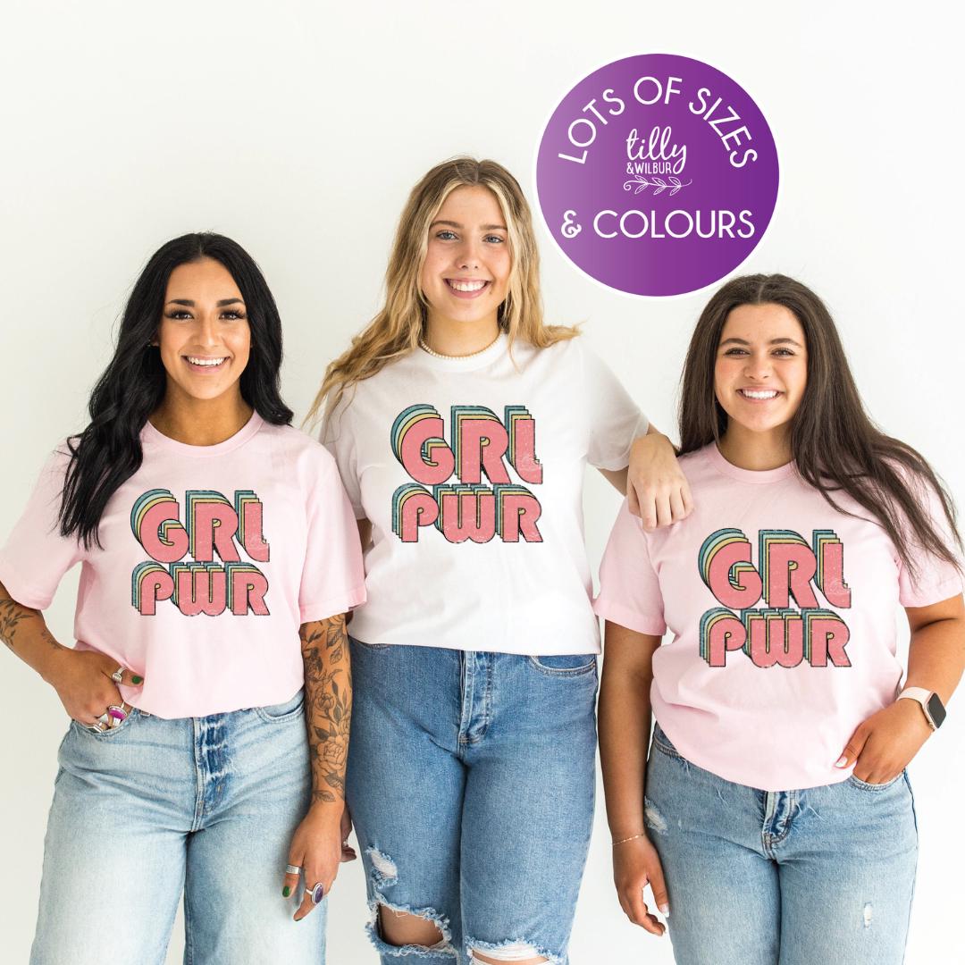 GRL PWR, International Women&#39;s Day t-shirt, Women&#39;s Day, International Women&#39;s Day, Fashion Women&#39;s T-Shirt, Strong Women, Girl Power, Retro