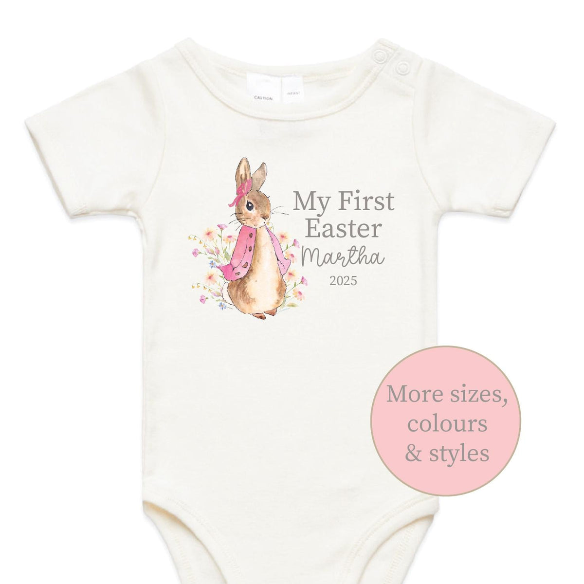 Personalised 1st Easter Baby Bodysuit, First Easter Baby Bodysuit, Newborn Easter Gift, 1st Easter Outfit, Baby&#39;s 1st Easter, Bunny Rabbit