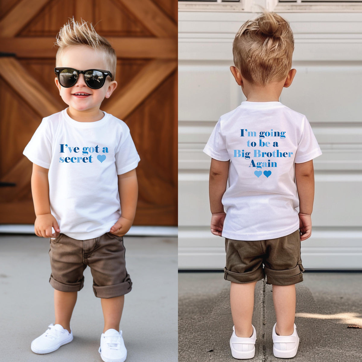 Big Brother Again T-Shirt – I&#39;ve Got a Secret | I&#39;m Going to Be a Big Brother | Front &amp; Back Design | Pregnancy Announcement