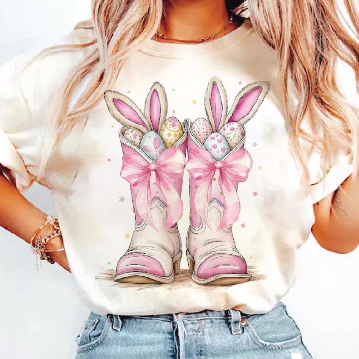 Easter T-Shirt, Howdy Easter Bunny T-Shirt, Western Easter Gift, Easter Shirt, Cowboy Boots Easter T-Shirt, Easter Egg Hunt T-Shirt, Retro
