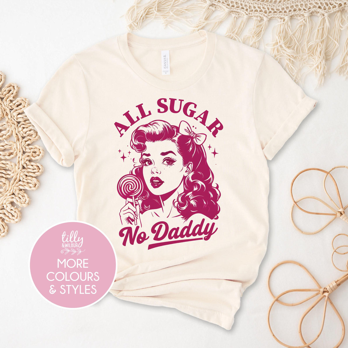 All Sugar No Daddy T-Shirt, Sugar Daddy T-Shirt, Coquette Retro Lollipop Design, Daddy Gift, Funny Graphic T-Shirt, Vintage Style Design