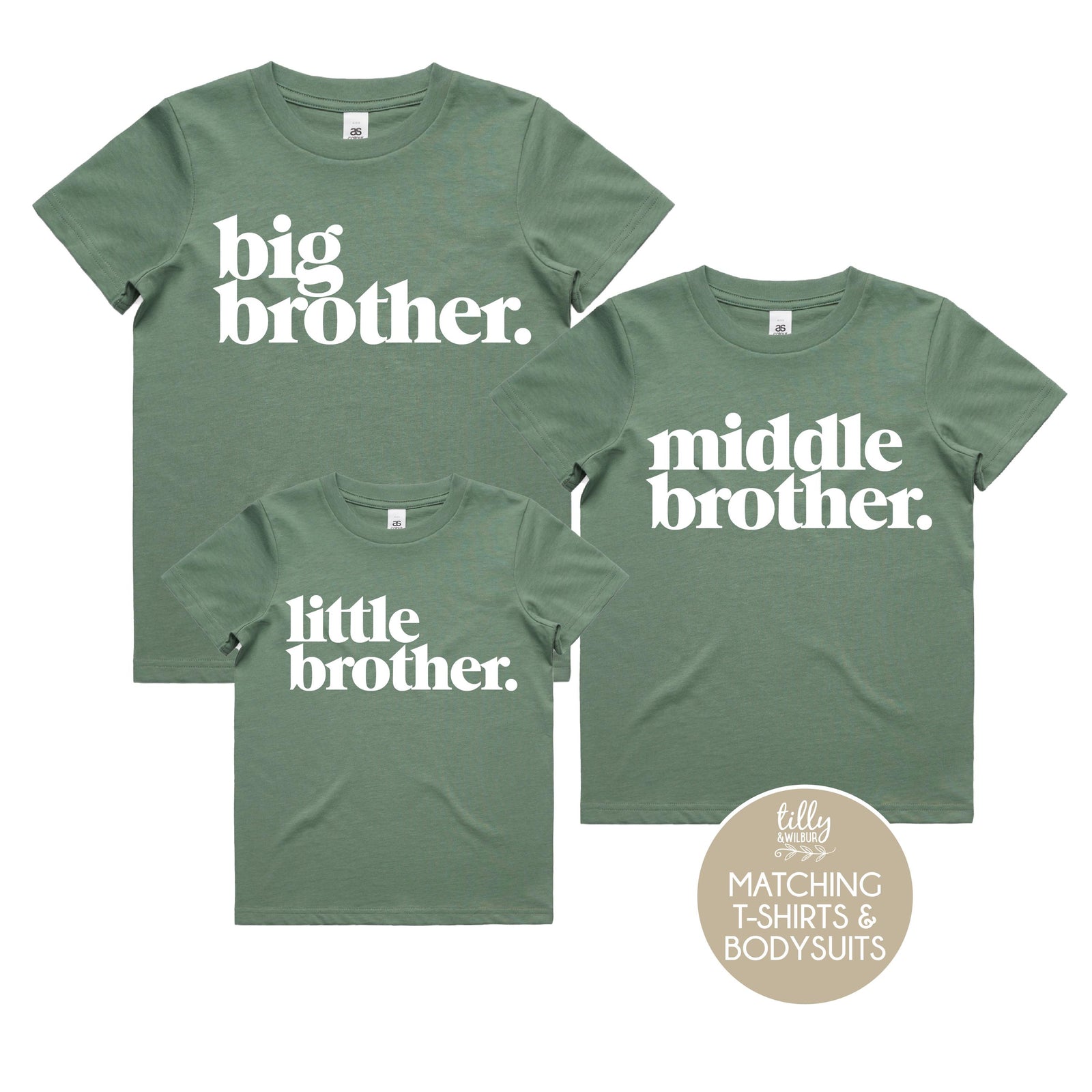 Big Brother Shirt, Middle Brother Tee, Little Brother T-Shirt, Matching Sibling Outfits, Brother Gifts, Big Middle Little, Brother Gift Set