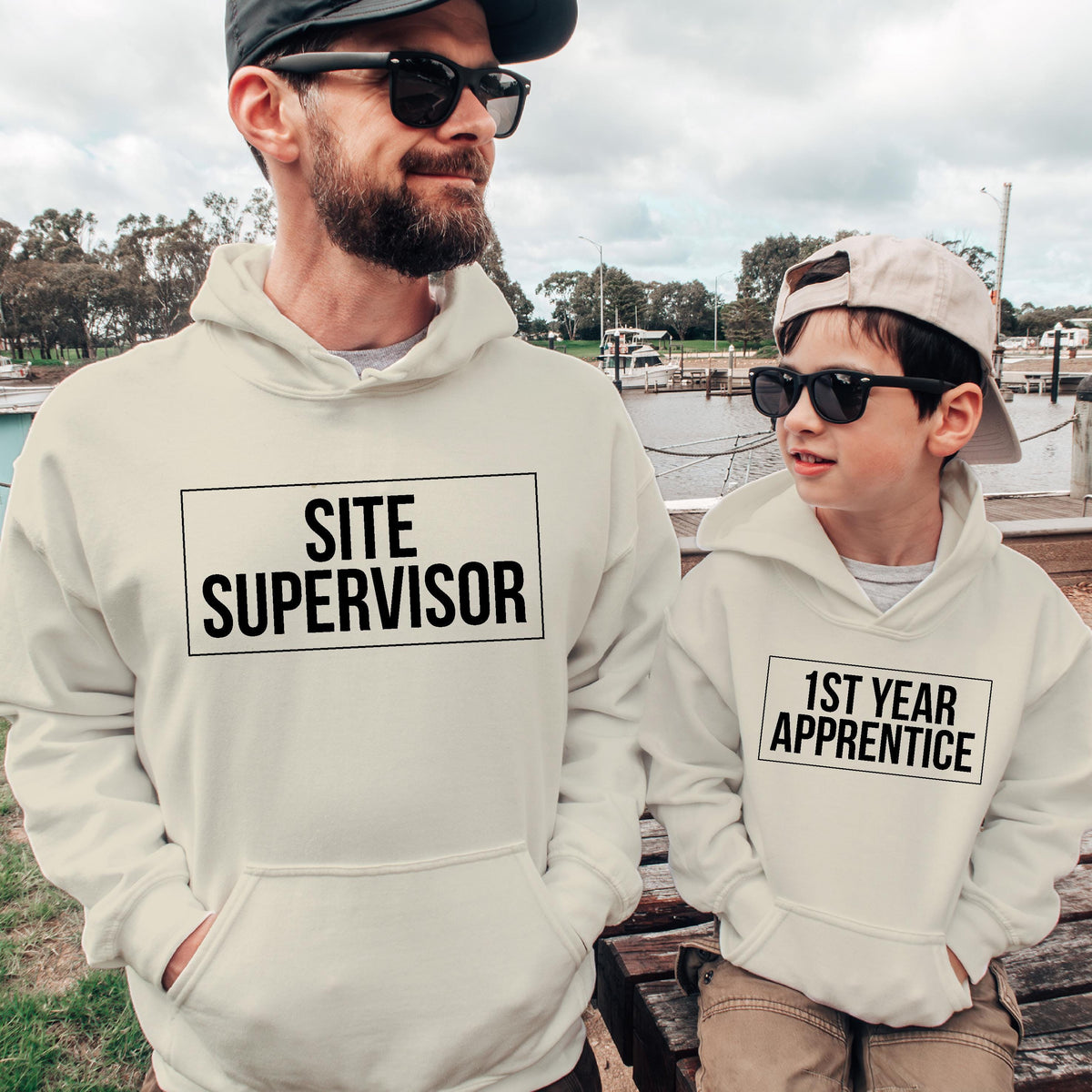 Site Supervisor &amp; 1st Year Apprentice Hoody, Father Son Matching Hoodies, Matching Family Jumpers, Matching Father Son, Father&#39;s Day Gift