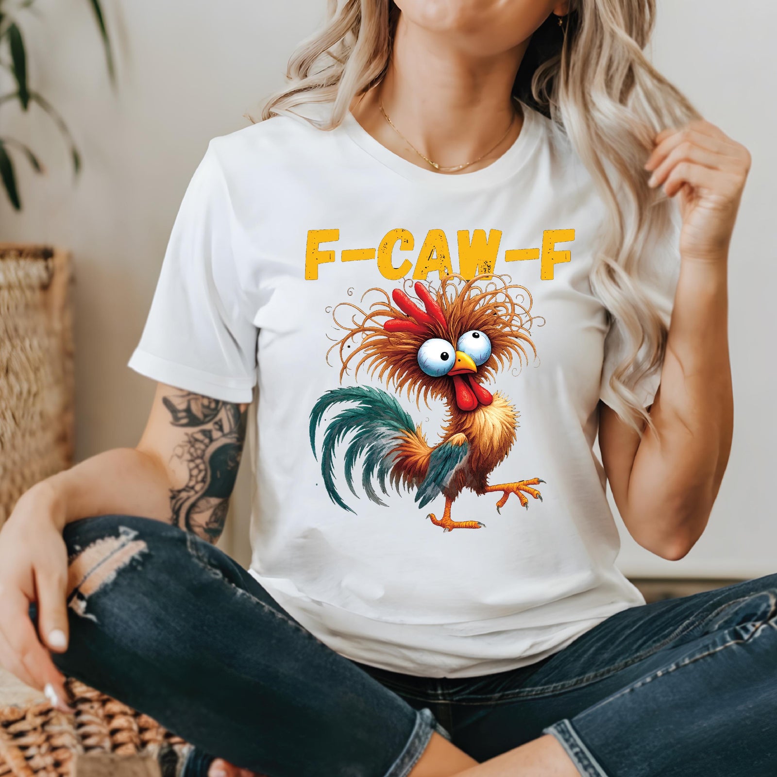 Funny Chicken F-Caw-F T-Shirt – Hilarious Farm Animal Tee, Lots of Colours & Sizes, Perfect Gift for Chicken Lovers, Crazy Chicken T-Shirt