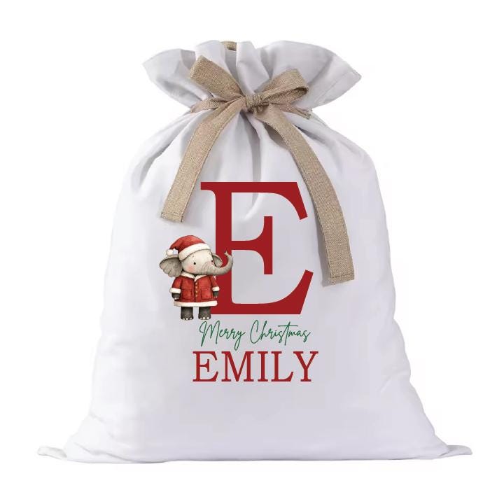 Personalised Santa Sack, Alphabet Santa Sack, 47cm x 66cm, High Quality Cotton Linen, Christmas Gift Bag, Christmas Keepsake, Xmas Stocking