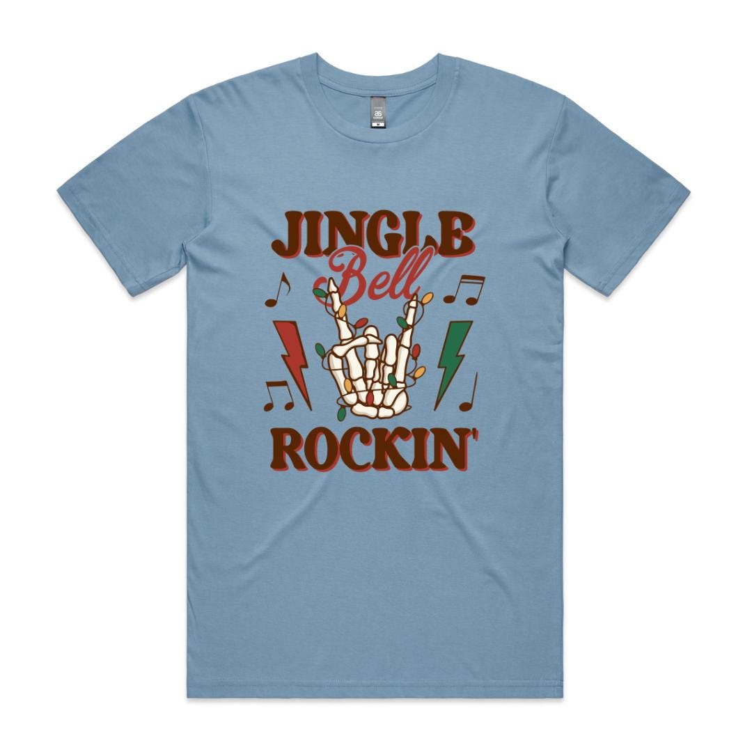 Jingle Bell Rockin&#39; T-Shirt, Multiple Sizes &amp; Colours, Funny Christmas Tee, Retro Santa Shirt, Holiday Gift for Everyone, Music Lover