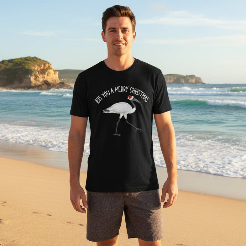 Ibis You A Merry Christmas T Shirt Funny Aussie Bin Chicken Xmas Tee