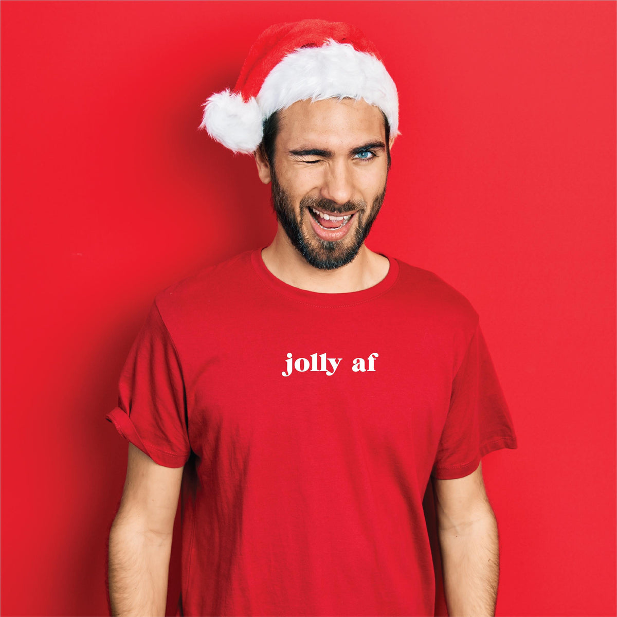Jolly AF Christmas T-Shirt | Multiple Colours | Funny Festive Tee | Minimalist Xmas Shirt | Mens &amp; Womens Christmas Gift | Sarcastic Gift