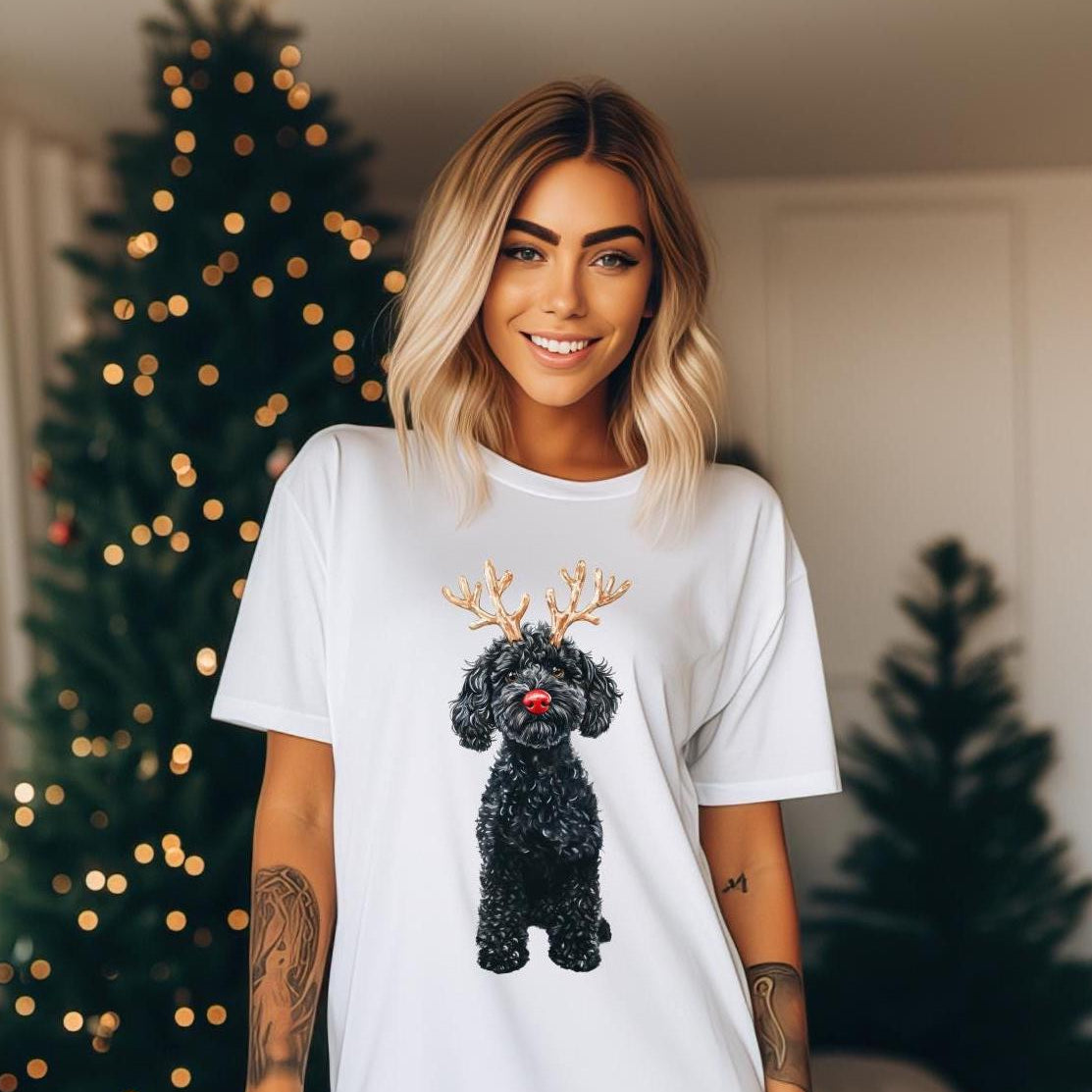 Christmas Poodle T-Shirt, More Size And Colours, Christmas Dogs, Dog Christmas T-Shirt, Women's Dog T-Shirt, Dog Lovers T-Shirt