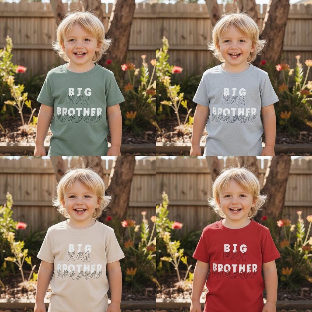 Auslan Big Brother T-Shirt | More Colours | Sign Language Sibling Tee | ASL Inspired Pregnancy Announcement