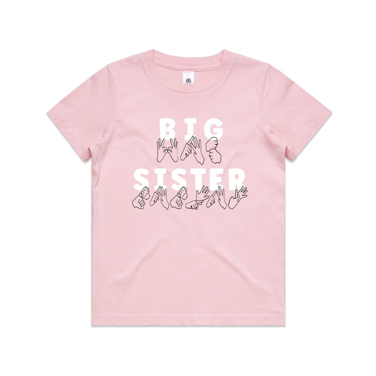 Auslan Big Sister T-Shirt | More Colours | Sign Language Sibling Tee | ASL Inspired Pregnancy Announcement
