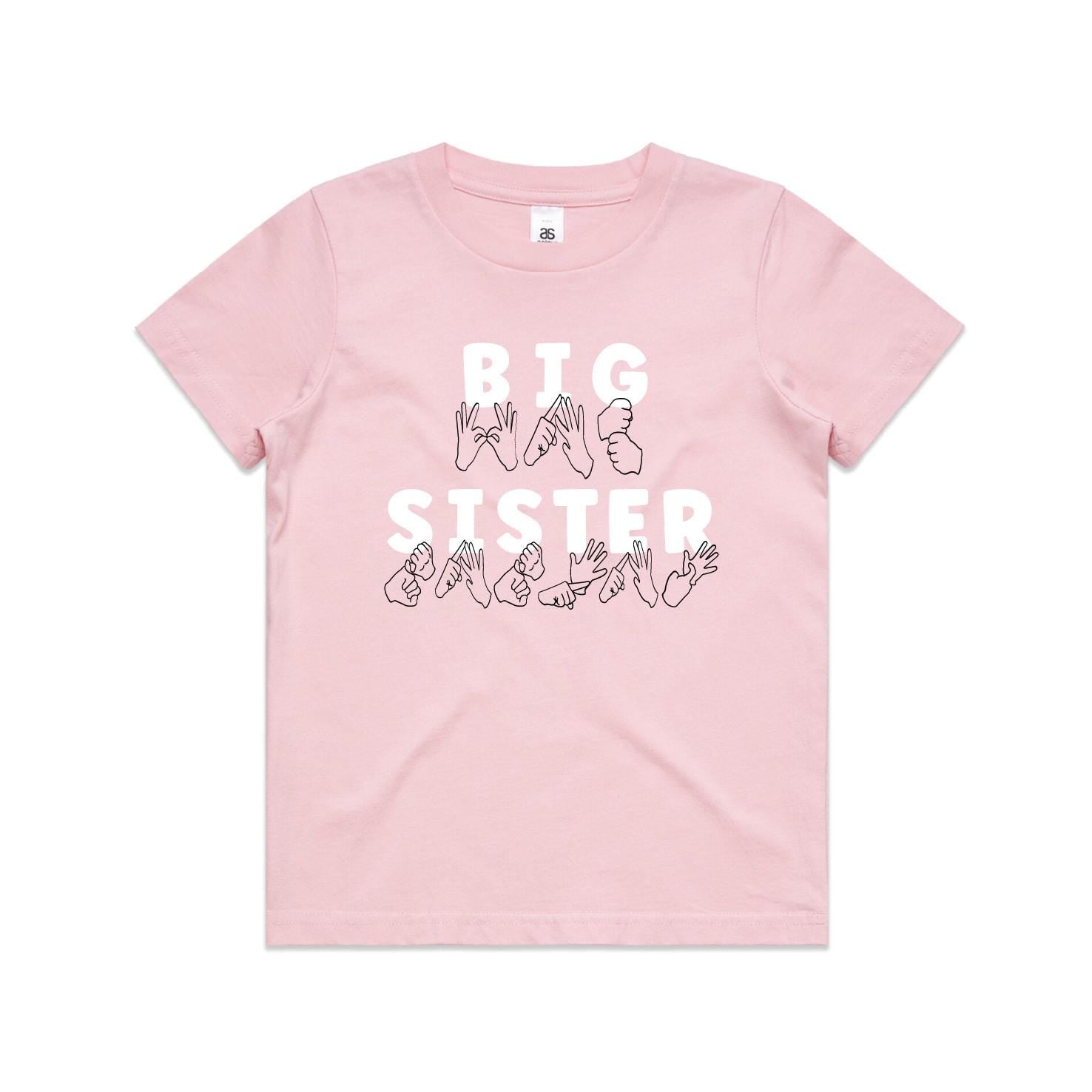 Auslan Big Sister T-Shirt | More Colours | Sign Language Sibling Tee | ASL Inspired Pregnancy Announcement
