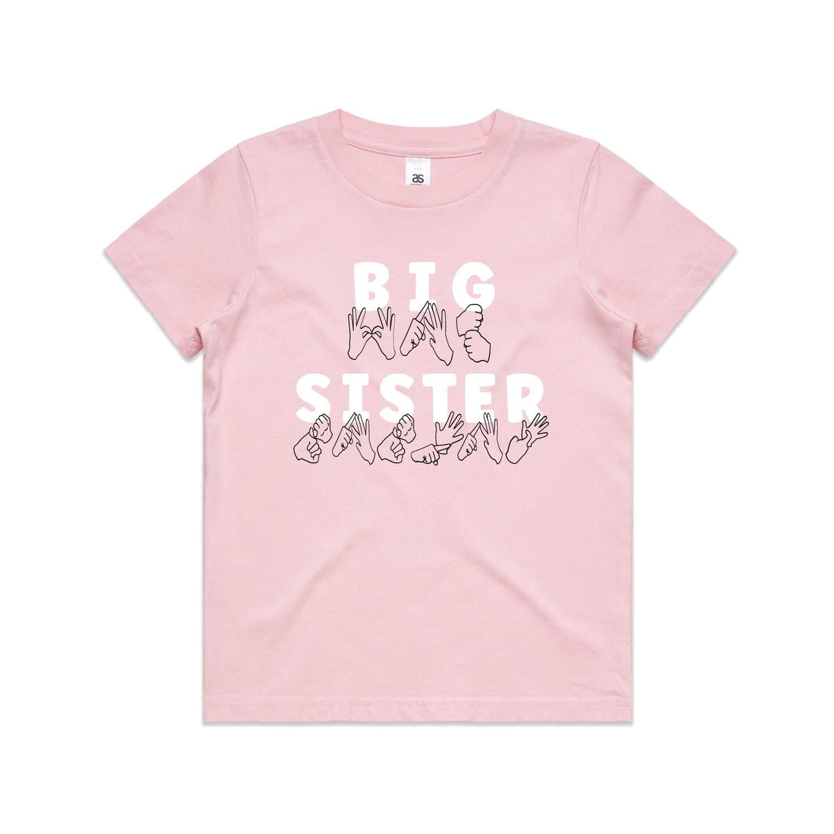 Auslan Big Sister T-Shirt | More Colours | Sign Language Sibling Tee | ASL Inspired Pregnancy Announcement