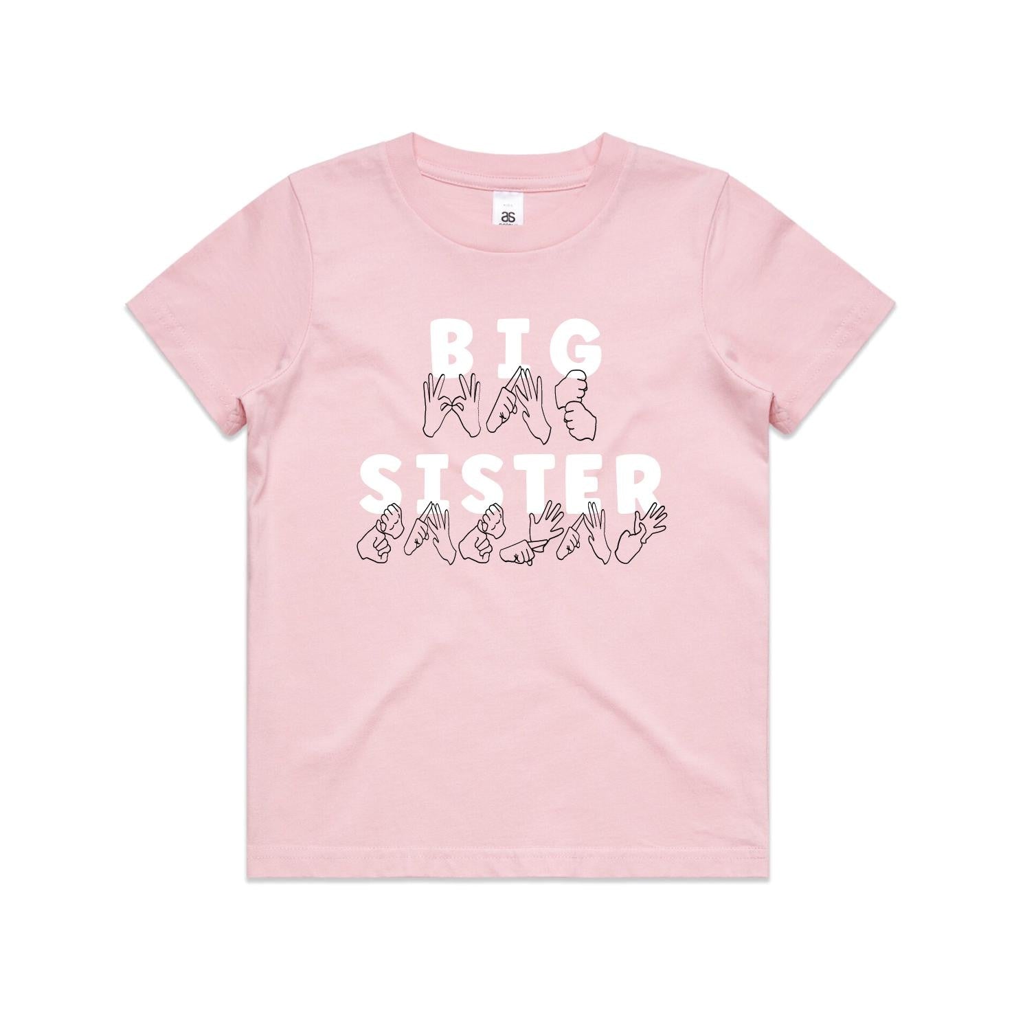 Auslan Big Sister T-Shirt | More Colours | Sign Language Sibling Tee | ASL Inspired Pregnancy Announcement