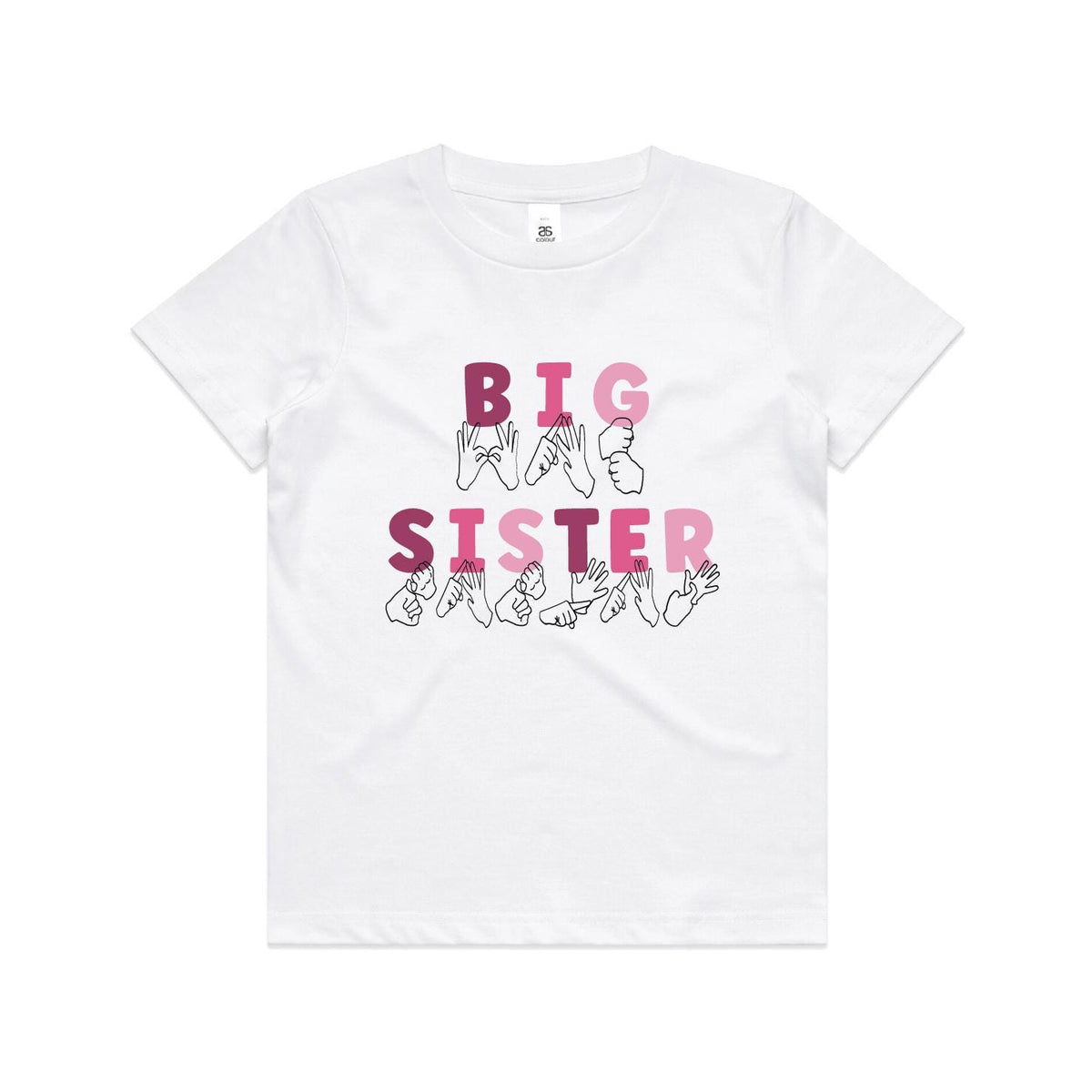 Auslan Big Sister T-Shirt | More Colours | Sign Language Sibling Tee | ASL Inspired Pregnancy Announcement