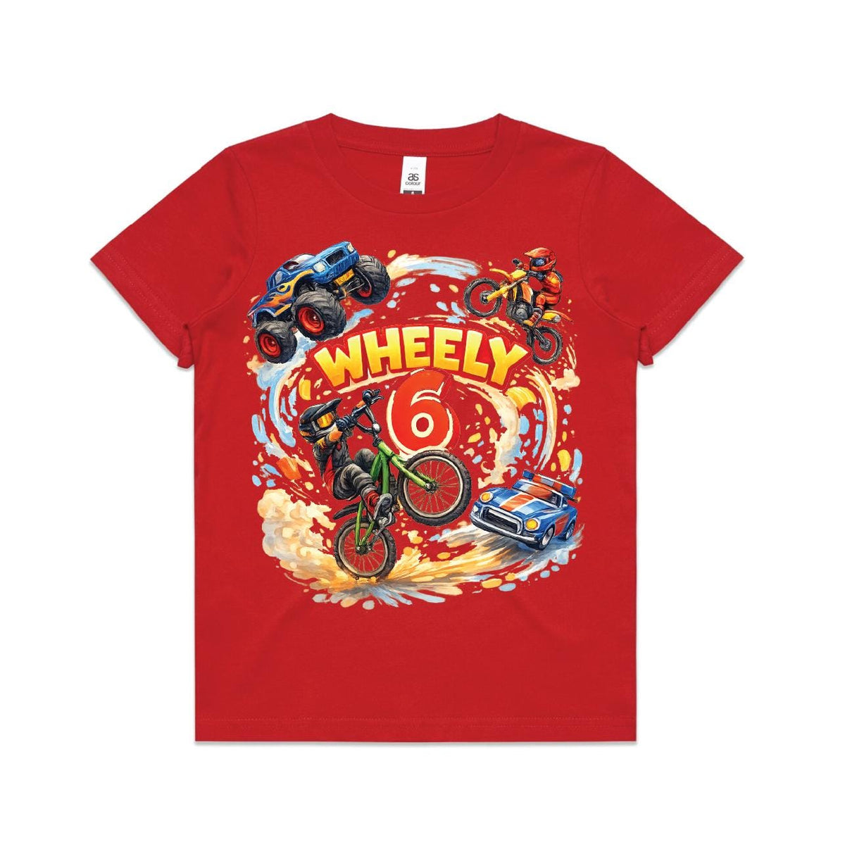 Wheely 6 Birthday Shirt | More Colours | 6th Birthday Car Shirt | Monster Truck Dirt Bike Party | Race Car Birthday | Vehicle Theme Shirt